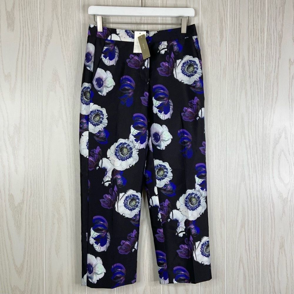 J.Crew Floral Patio Pants Cropped Black Blue Purple Size 0 NWT